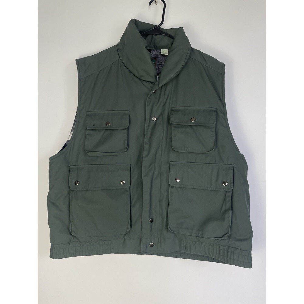 Pine Grove Mens Utility Vest Vintage 80s Flannel Plaid Lined Sz Xl Exc Cond